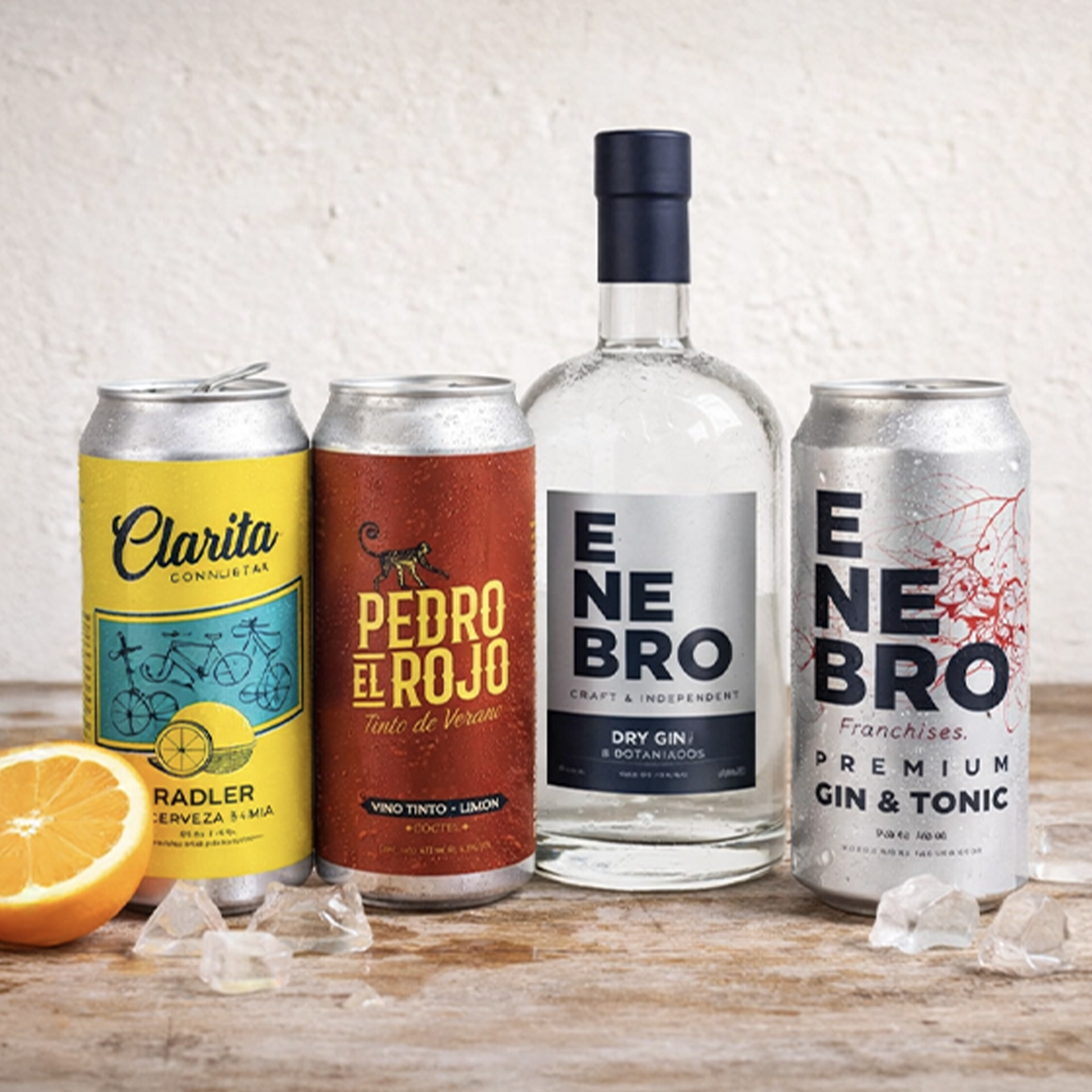 la peninsula compañia de bebidas enebro gin - dry gin -tinto de verano -radler